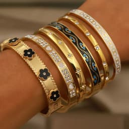 Stainless Steel Metal Crystal Star Flower Bangles&bracelets for Women Fashion Brand Jewelry Oil Eye Bangles Accessories