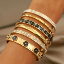 Stainless Steel Metal Crystal Star Flower Bangles&bracelets for Women Fashion Brand Jewelry Oil Eye Bangles Accessories