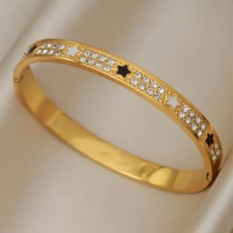 Stainless Steel Metal Crystal Star Flower Bangles&bracelets for Women Fashion Brand Jewelry Oil Eye Bangles Accessories