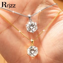 Rrjzz 1CT-5CT Solitaire VVS1 D-Color Moissanite Pendant Necklace for Women 6.5mm-11mm Lab Imitation Diamond GRA Jewelry Gifts