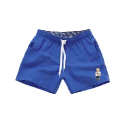 Asian Size Men's Polo Bear Swim Shorts Quick Dry Elastic Waist Drawstring Beach Board Shorts Casual Summer Swimwear Black