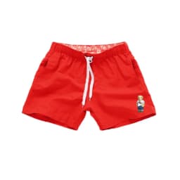 Asian Size Men's Polo Bear Swim Shorts Quick Dry Elastic Waist Drawstring Beach Board Shorts Casual Summer Swimwear Black