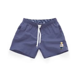 Asian Size Men's Polo Bear Swim Shorts Quick Dry Elastic Waist Drawstring Beach Board Shorts Casual Summer Swimwear Black