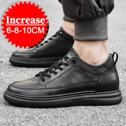 Spring Autumn Men's Inner Heightening Shoes Leather Sports Casual Shoes Invisible Height Increasing Shoes Men Sport Elevator 8CM