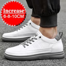 Spring Autumn Men's Inner Heightening Shoes Leather Sports Casual Shoes Invisible Height Increasing Shoes Men Sport Elevator 8CM