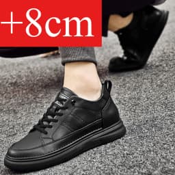 Spring Autumn Men's Inner Heightening Shoes Leather Sports Casual Shoes Invisible Height Increasing Shoes Men Sport Elevator 8CM