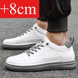 Spring Autumn Men's Inner Heightening Shoes Leather Sports Casual Shoes Invisible Height Increasing Shoes Men Sport Elevator 8CM