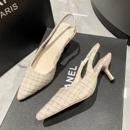 Fashion brand designed knitted platform heels for women, pointed-toe party shoes, comfortable large-size summer stiletto sandals
