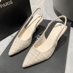 Fashion brand designed knitted platform heels for women, pointed-toe party shoes, comfortable large-size summer stiletto sandals