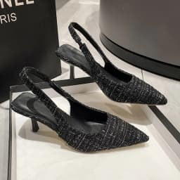 Fashion brand designed knitted platform heels for women, pointed-toe party shoes, comfortable large-size summer stiletto sandals