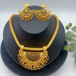 Nigerian 24k Gold Plated Jewelry Set For Women Dubai Necklace Earrings Jewellery Brazilian African Bridal Sets