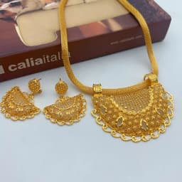 Nigerian 24k Gold Plated Jewelry Set For Women Dubai Necklace Earrings Jewellery Brazilian African Bridal Sets