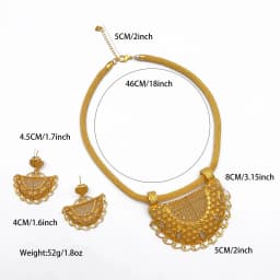 Nigerian 24k Gold Plated Jewelry Set For Women Dubai Necklace Earrings Jewellery Brazilian African Bridal Sets