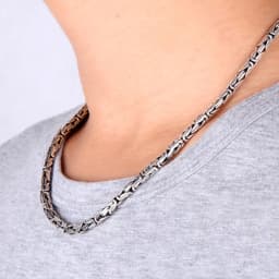 Buddhastone Silver Color Ping 4mm An Necklace Chinese Retro Round Body Ping An Chain Men's Vajra Pestle Necklace Pendant Jewelry