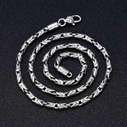 Buddhastone Silver Color Ping 4mm An Necklace Chinese Retro Round Body Ping An Chain Men's Vajra Pestle Necklace Pendant Jewelry