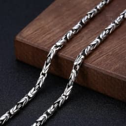 Buddhastone Silver Color Ping 4mm An Necklace Chinese Retro Round Body Ping An Chain Men's Vajra Pestle Necklace Pendant Jewelry