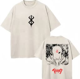 Washed Anime Berserk Guts Classic T-Shirts Manga Gatsu Griffith Zodd Trend T-shirt Men Women Oversized Cotton Casual Tee Shirt
