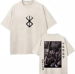 Washed Anime Berserk Guts Classic T-Shirts Manga Gatsu Griffith Zodd Trend T-shirt Men Women Oversized Cotton Casual Tee Shirt