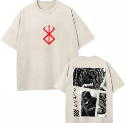 Washed Anime Berserk Guts Classic T-Shirts Manga Gatsu Griffith Zodd Trend T-shirt Men Women Oversized Cotton Casual Tee Shirt