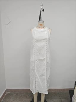 Spring 2026 Women’s Clothing: Neck-Tie Vacation Dress with Pure Color Lace Accents, Sleeveless.