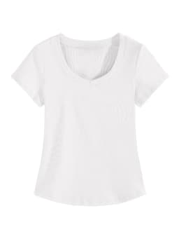 2026 Summer High Quality Slim Fit V-Neck Women T Shirt Sexy Slim Versatile Short Sleeves Tees Trend Solid Clothing Y2k Tops