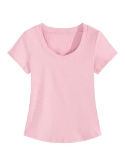 2026 Summer High Quality Slim Fit V-Neck Women T Shirt Sexy Slim Versatile Short Sleeves Tees Trend Solid Clothing Y2k Tops