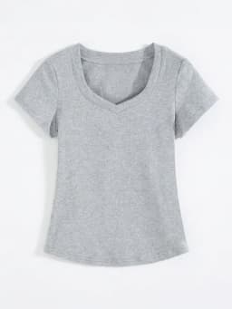2026 Summer High Quality Slim Fit V-Neck Women T Shirt Sexy Slim Versatile Short Sleeves Tees Trend Solid Clothing Y2k Tops