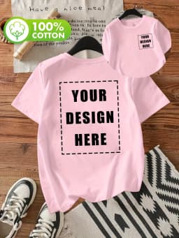 Double Sided Custom Logo T-Shirt Summer Y2K Loose Cotton Short Sleeves Crewneck Casual T Shirts Team Company Women's Tops
