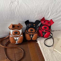 Cute 3D Dog Crossbody Bag Women Cartoon Animal Shaped Shoulder Bag Mini PU Leather Purse for Girls Daily Casual Use