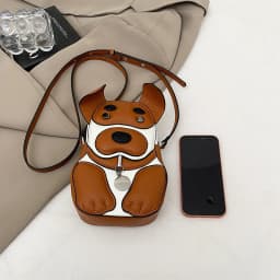Cute 3D Dog Crossbody Bag Women Cartoon Animal Shaped Shoulder Bag Mini PU Leather Purse for Girls Daily Casual Use