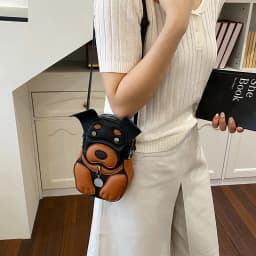 Cute 3D Dog Crossbody Bag Women Cartoon Animal Shaped Shoulder Bag Mini PU Leather Purse for Girls Daily Casual Use