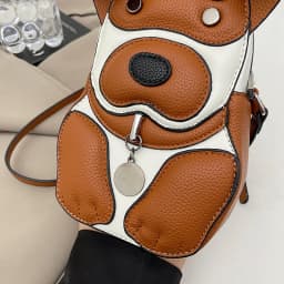 Cute 3D Dog Crossbody Bag Women Cartoon Animal Shaped Shoulder Bag Mini PU Leather Purse for Girls Daily Casual Use