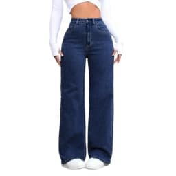 Ladies Washed Wide Leg Jeans High Waist Loose Casual Straight Leg Daily Bottoms