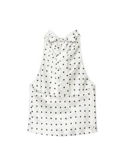 TFMLN Women's Polka Dot Print Halter Neck Top Sexy Off Shoulder Chic Dot Patterned Holiday Style Vest Summer Fashion Outfit