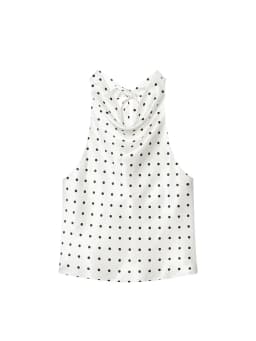 TFMLN Women's Polka Dot Print Halter Neck Top Sexy Off Shoulder Chic Dot Patterned Holiday Style Vest Summer Fashion Outfit