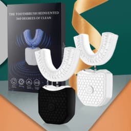 U-shaped 360-degree Ultrasonic Electric Toothbrush for Cleaning, with USB Charging and Nylon Bristles, Teeth Whitening Set