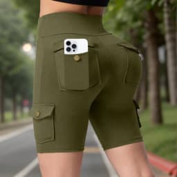 Camouflage Printed Women Butt Lifting Shorts With Pockets Tummy Tight Elastic Slim Outdoor Running Workout Shorts Streetwear