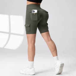 Camouflage Printed Women Butt Lifting Shorts With Pockets Tummy Tight Elastic Slim Outdoor Running Workout Shorts Streetwear