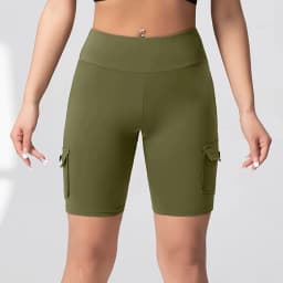 Camouflage Printed Women Butt Lifting Shorts With Pockets Tummy Tight Elastic Slim Outdoor Running Workout Shorts Streetwear