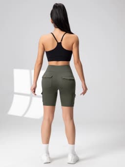 Camouflage Printed Women Butt Lifting Shorts With Pockets Tummy Tight Elastic Slim Outdoor Running Workout Shorts Streetwear