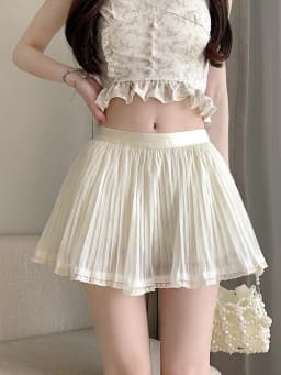 Pink Tulle Lace Patchwork Pleated Mini Skirt For Women High Waist Casual Summer Cute Y2k Sheer Mesh Short Skirts