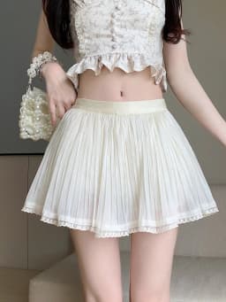 Pink Tulle Lace Patchwork Pleated Mini Skirt For Women High Waist Casual Summer Cute Y2k Sheer Mesh Short Skirts