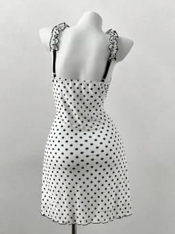 Plus Size Y2K Polka Dot Dress, Ruffle Trim Bow Front Cami Mini Dress, Sexy Sweet Coquette Style Party Dress for Women