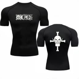 Bandai One Piece Men T-shirt Whitebeard Logo Compression Fitness Gym Quick Dry Sport T Shirt Comfortable Breathable Streetwear