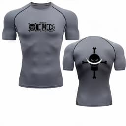 Bandai One Piece Men T-shirt Whitebeard Logo Compression Fitness Gym Quick Dry Sport T Shirt Comfortable Breathable Streetwear