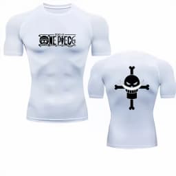 Bandai One Piece Men T-shirt Whitebeard Logo Compression Fitness Gym Quick Dry Sport T Shirt Comfortable Breathable Streetwear