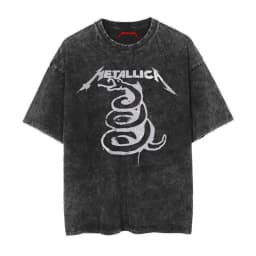 2026 Summer Rock Band Tee Casual Distressed Metallica The Metal Gods Black Album Vintage Washed Cotton T Shirt for Men