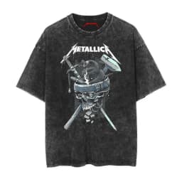 2026 Summer Rock Band Tee Casual Distressed Metallica The Metal Gods Black Album Vintage Washed Cotton T Shirt for Men