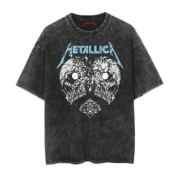 2026 Summer Rock Band Tee Casual Distressed Metallica The Metal Gods Black Album Vintage Washed Cotton T Shirt for Men