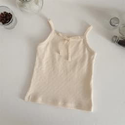 Summer Cute Baby Thin Sleeveless T-shirt Delicate Lace Bow Camisole Top For Girls Breathable Cotton Clothes